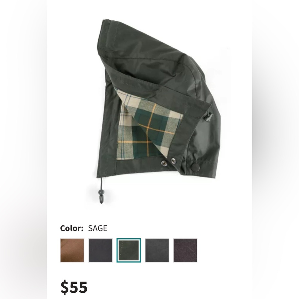 Barbour Waxed Cotton Hood Sage